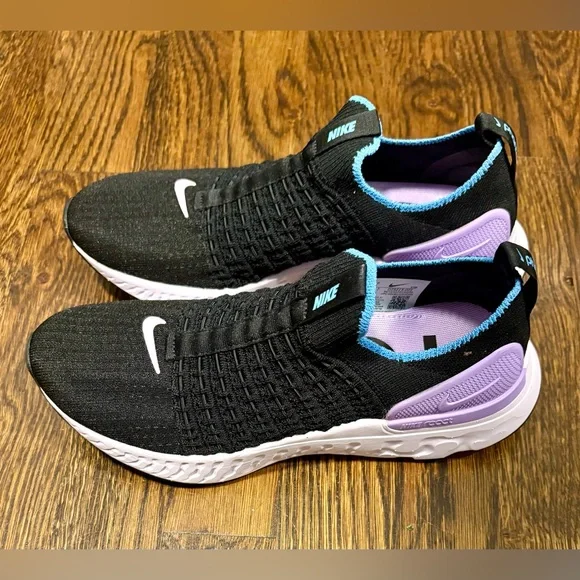 Nike Black and Purple Athletic Slip On Sneakers - Picture 7 of 8